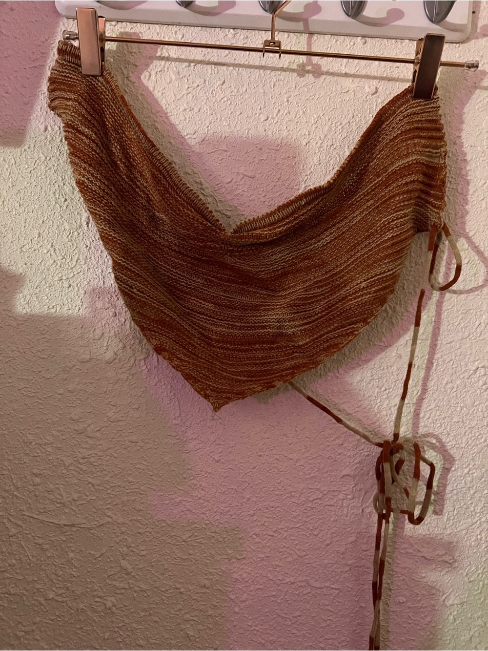 Brown Knit Triangle Bandana Top